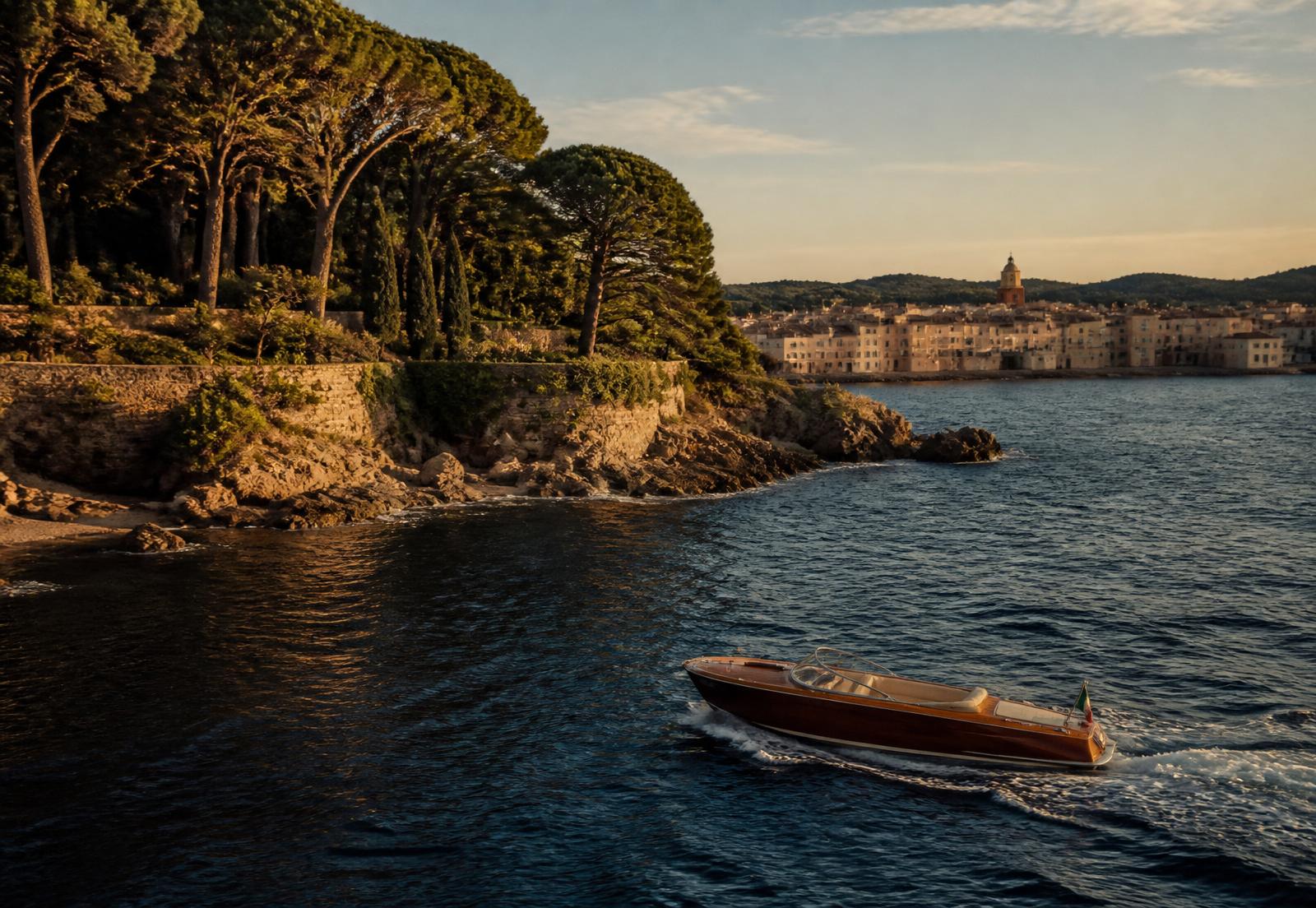 Saint-Tropez coastline at golden hour